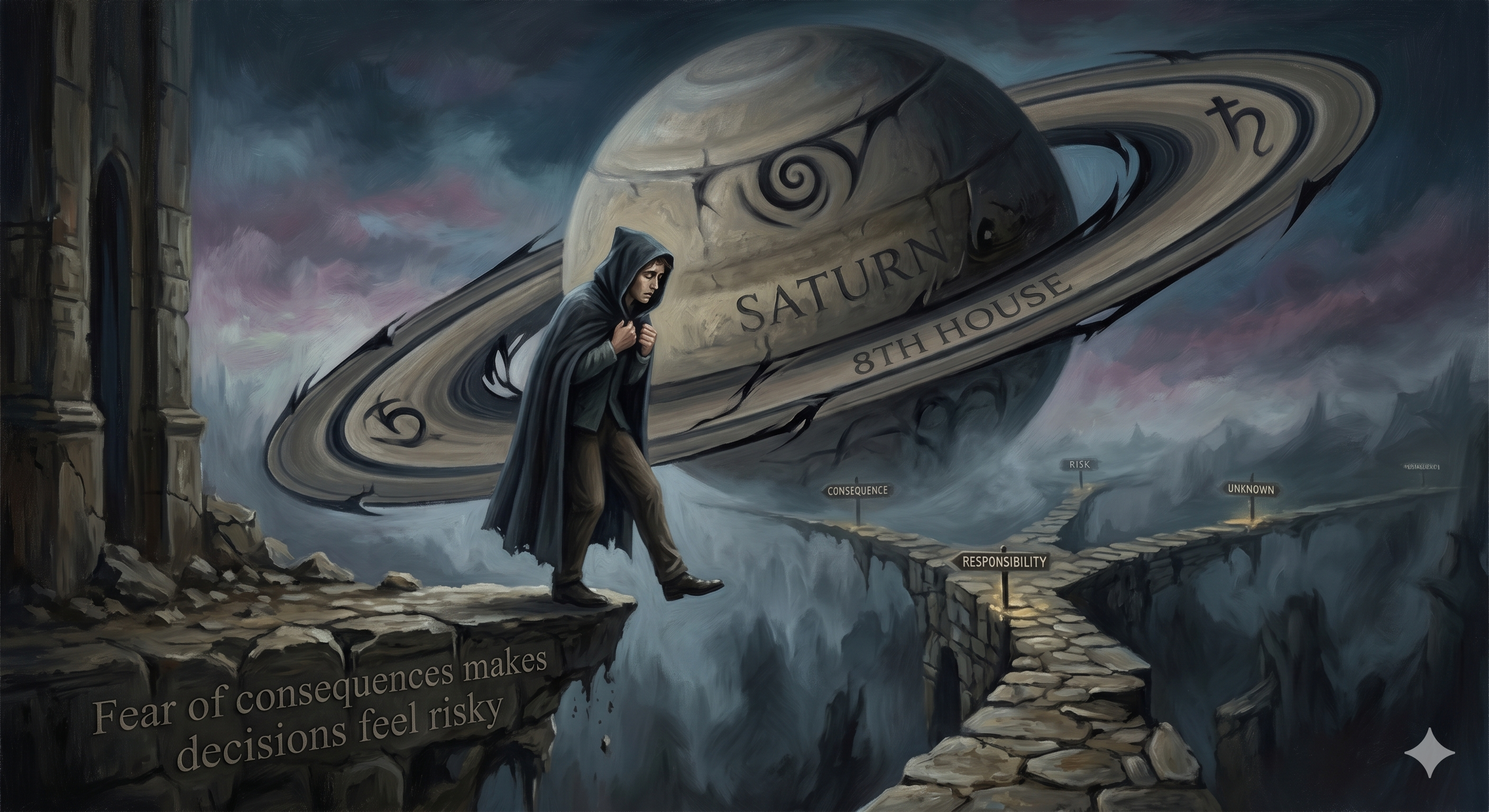 Saturn in the 8th = Fear of consequences makes decisions feel risky.