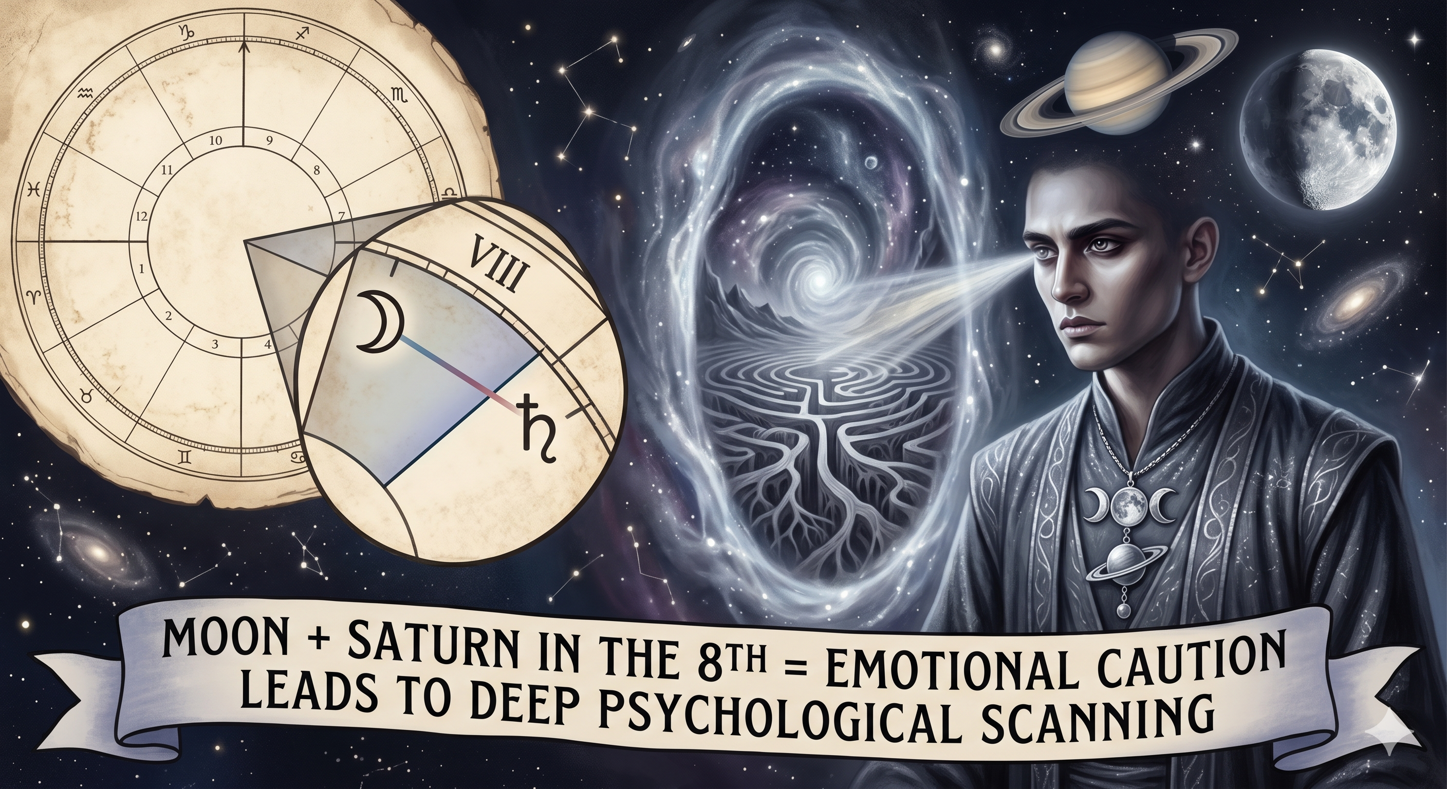 Moon + Saturn in the 8th = Emotional caution leads to deep psychological scanning.