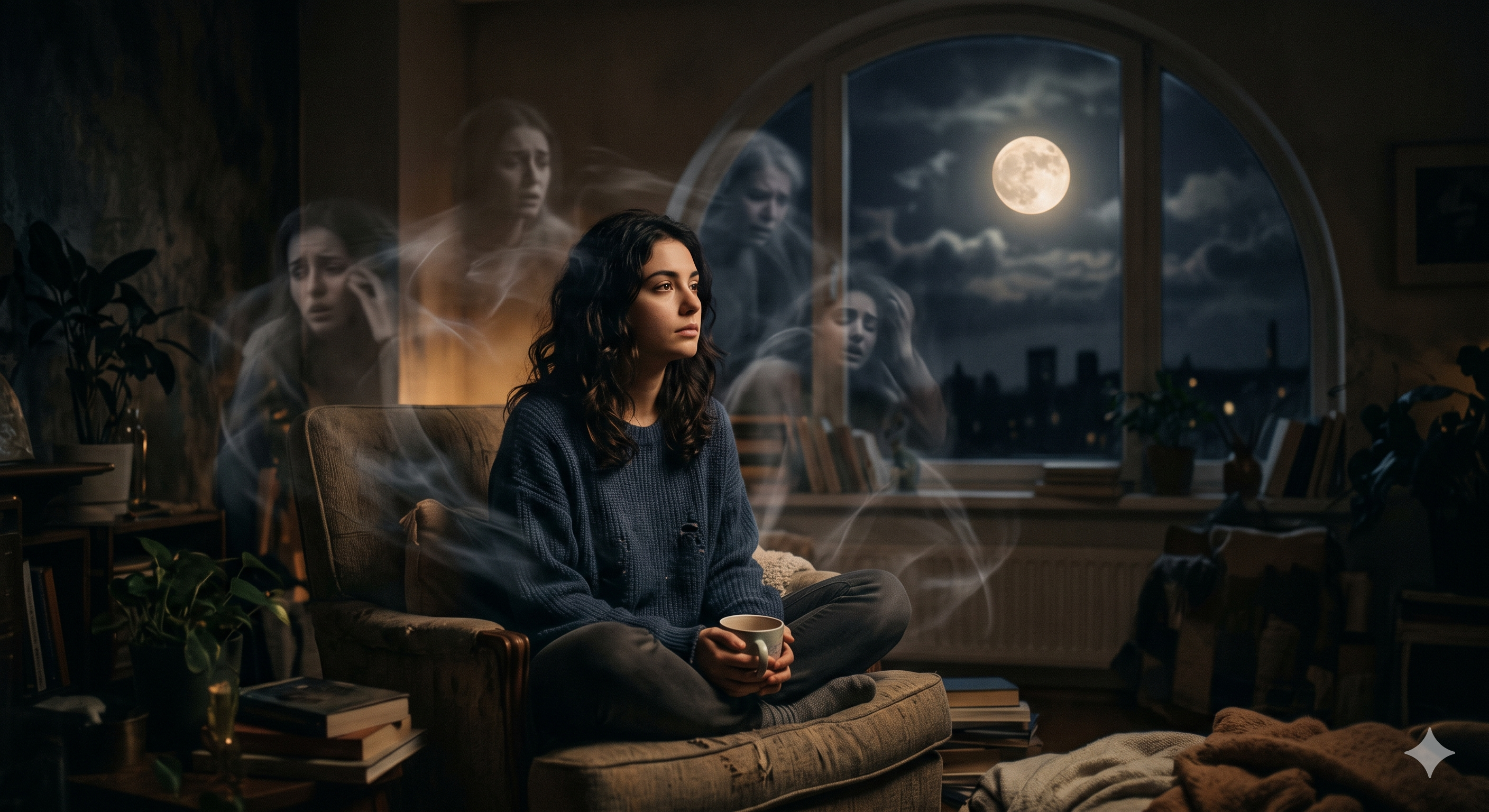 Moon in the 12th = Hidden emotional sensitivity absorbs the moods of others.
