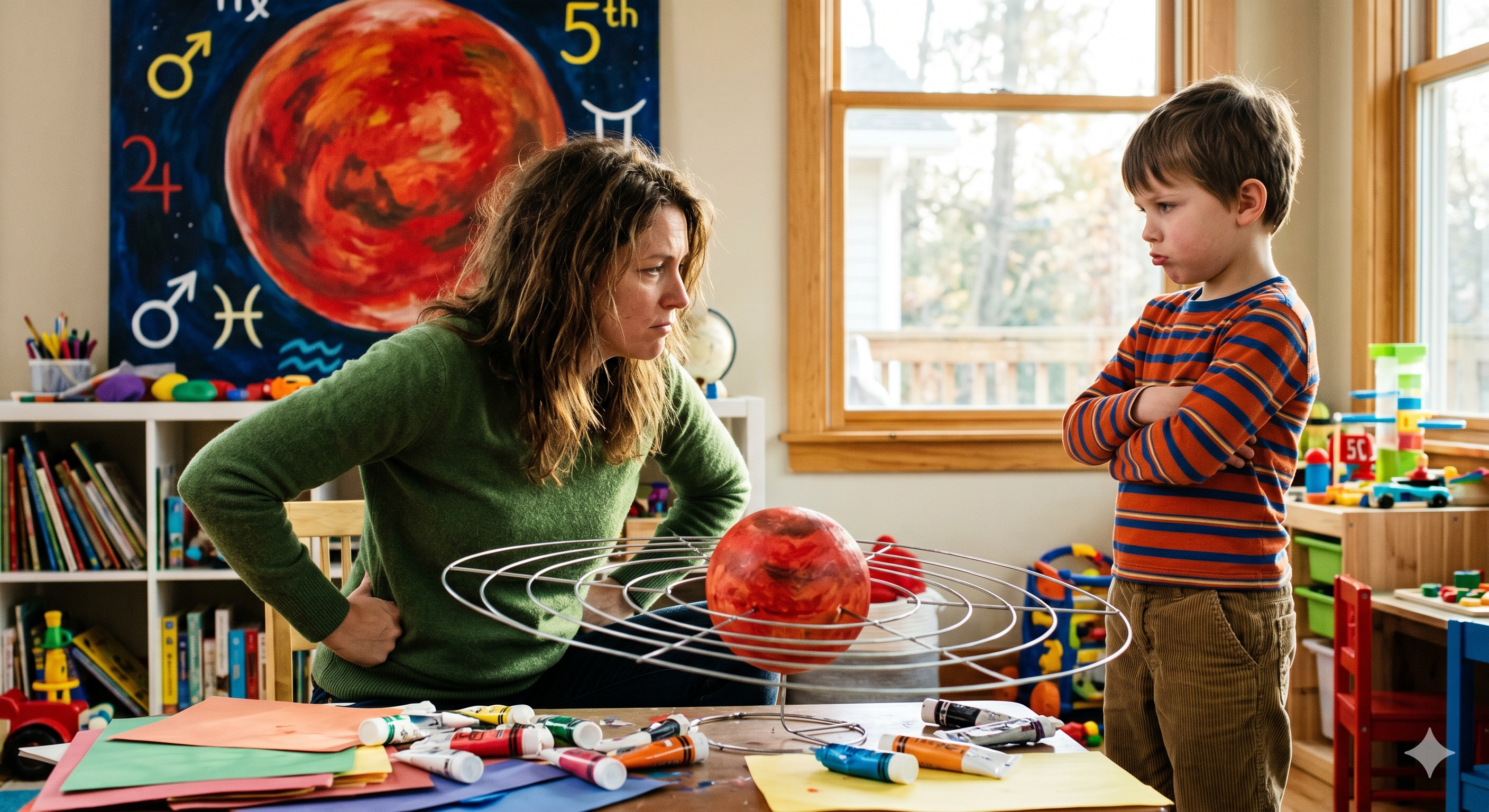 Mars in the 5th = Differences of will turn parenting into a power struggle.