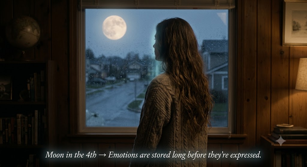 Moon in the 4th → Emotions are stored long before they’re expressed.