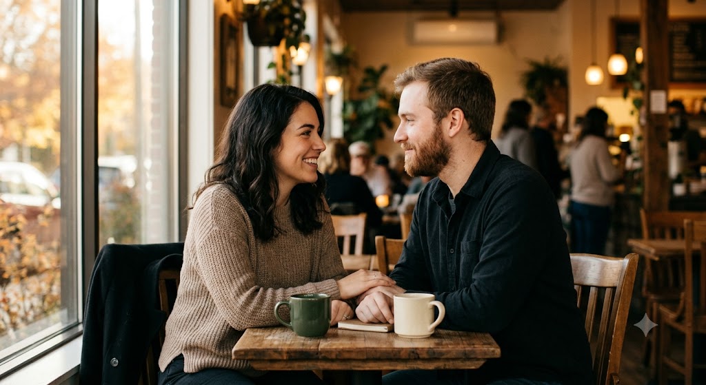 Venus in the 7th → Warm eye contact naturally builds connection.