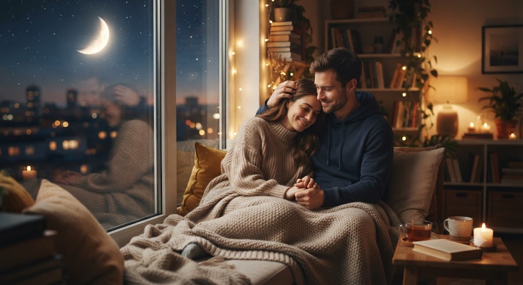 Moon in the 7th → Emotional safety shapes relationship decisions.