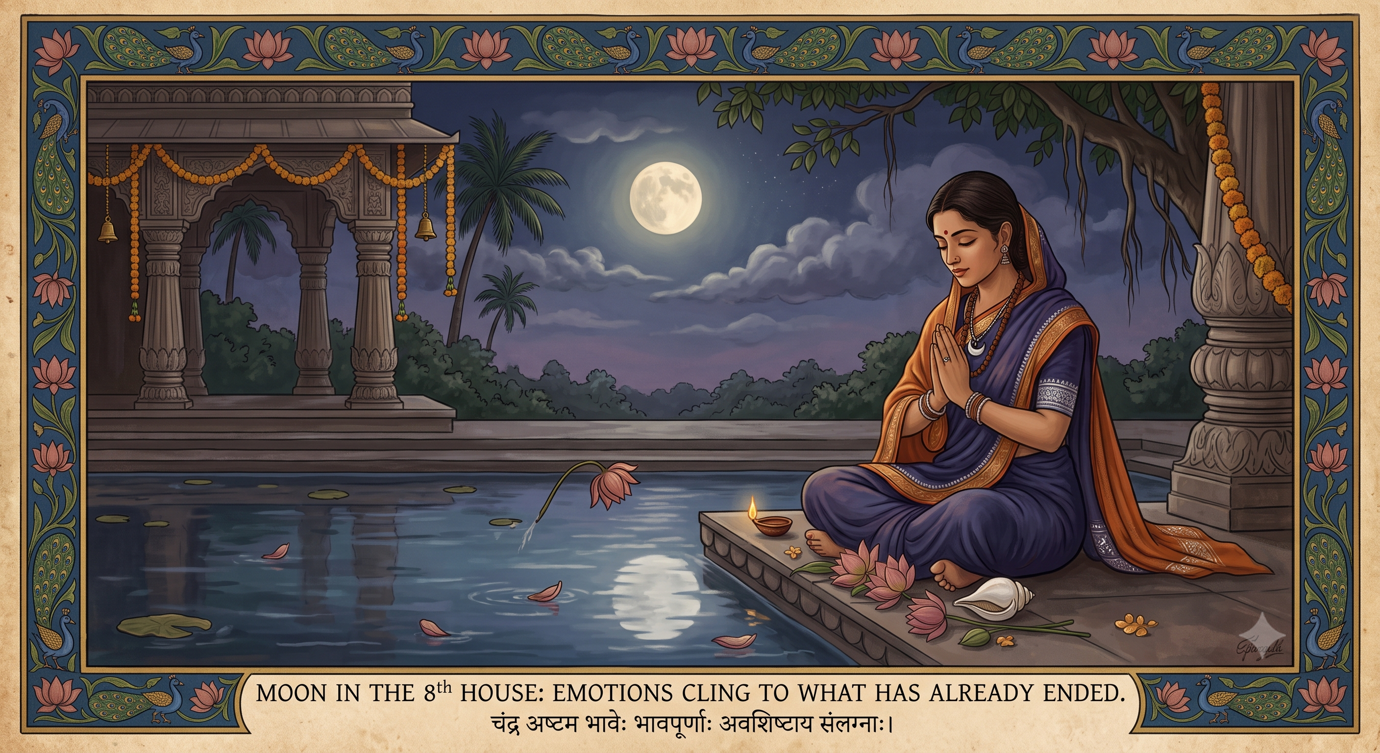Moon in the 8th = Emotions cling to what has already ended.