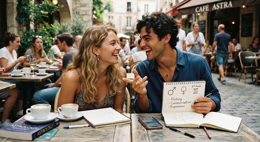 Mars + Venus in the 3rd → Flirting, communication and bold expression intensify.