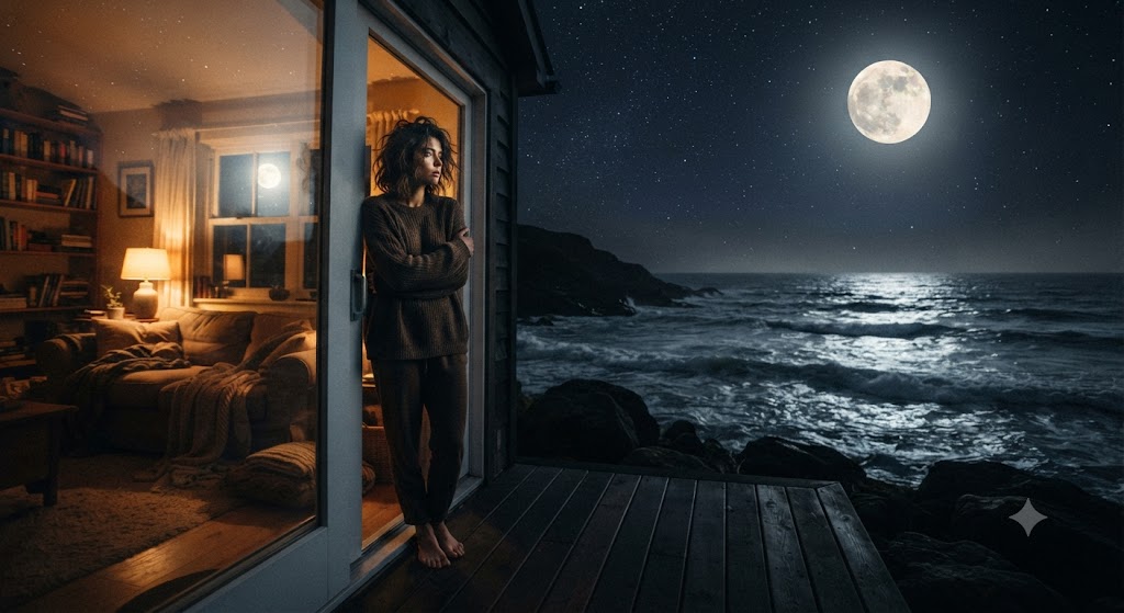 Moon in the 4th → Emotional waves follow you into the night.