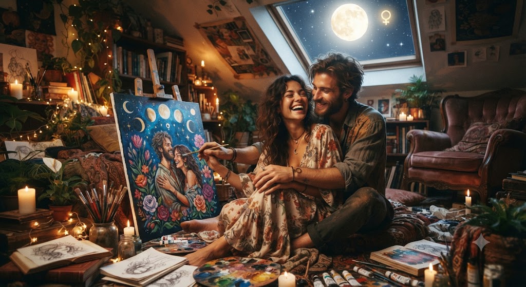 Moon + Venus in the 5th → Romance becomes emotionally intoxicating and creatively fertile