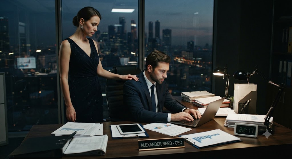 Sun + Saturn in the 10th → Career responsibility can overshadow private marital connection.